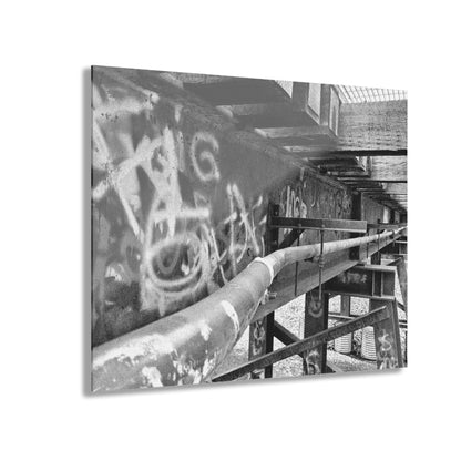 Black & White Urban Graffiti Acrylic Print — Industrial Alley Wall Art French Cleat - - Home Decor