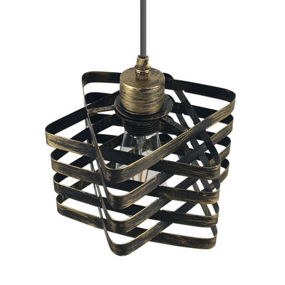Vintage Industrial Style Iron Cage Light Fixture - - ceiling light