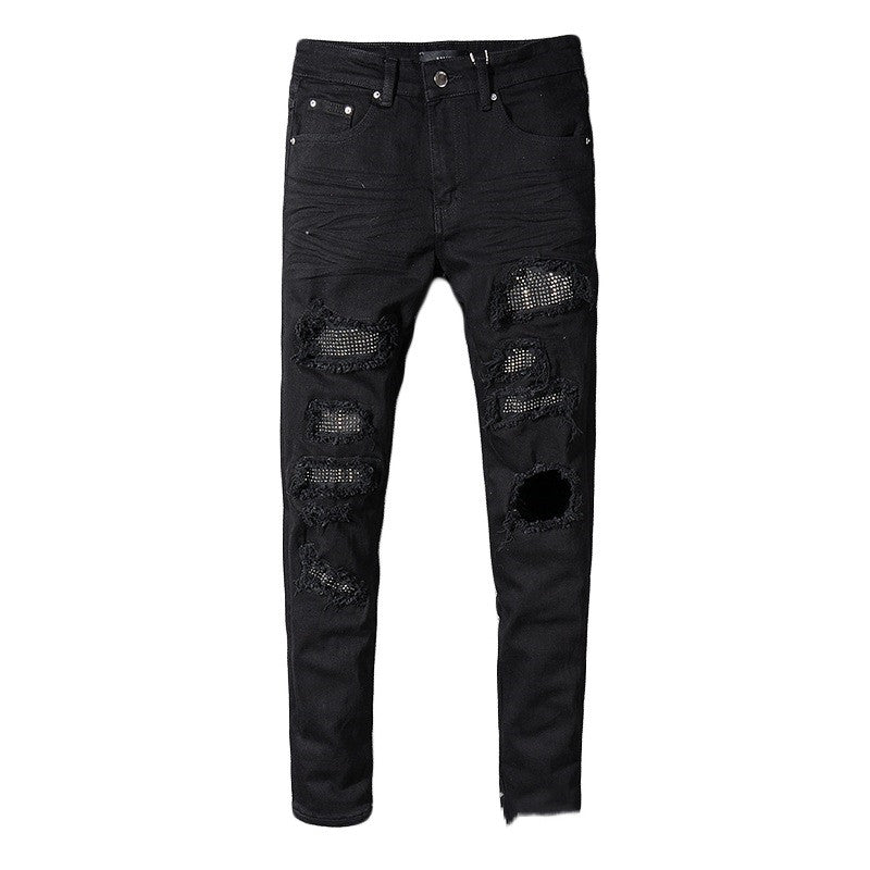 Black Cat Whiskered Denim Jeans - Black 36 - jeans