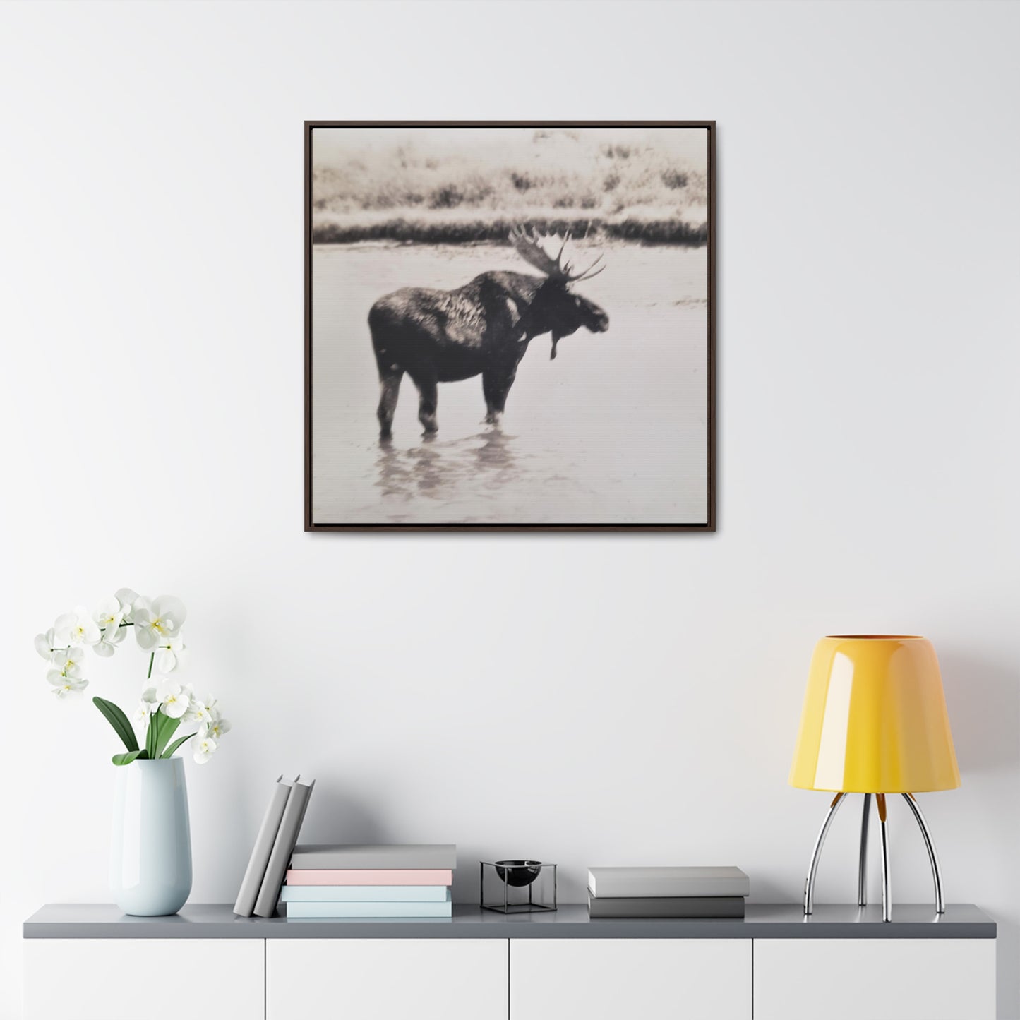 Yellowstone Bull Moose Gallery Canvas Wraps, Square Frame