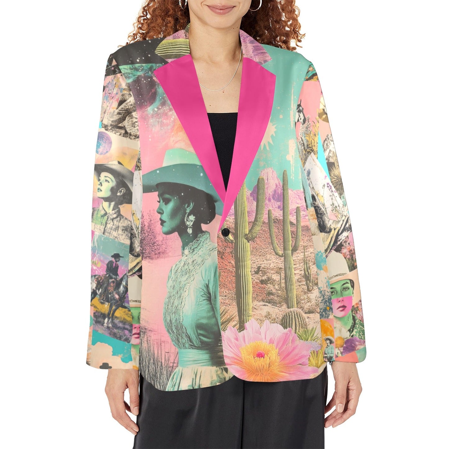 Baha Ranch Retro Pop Western Pop Cowgirl Blazer - - Jackets & Blazers