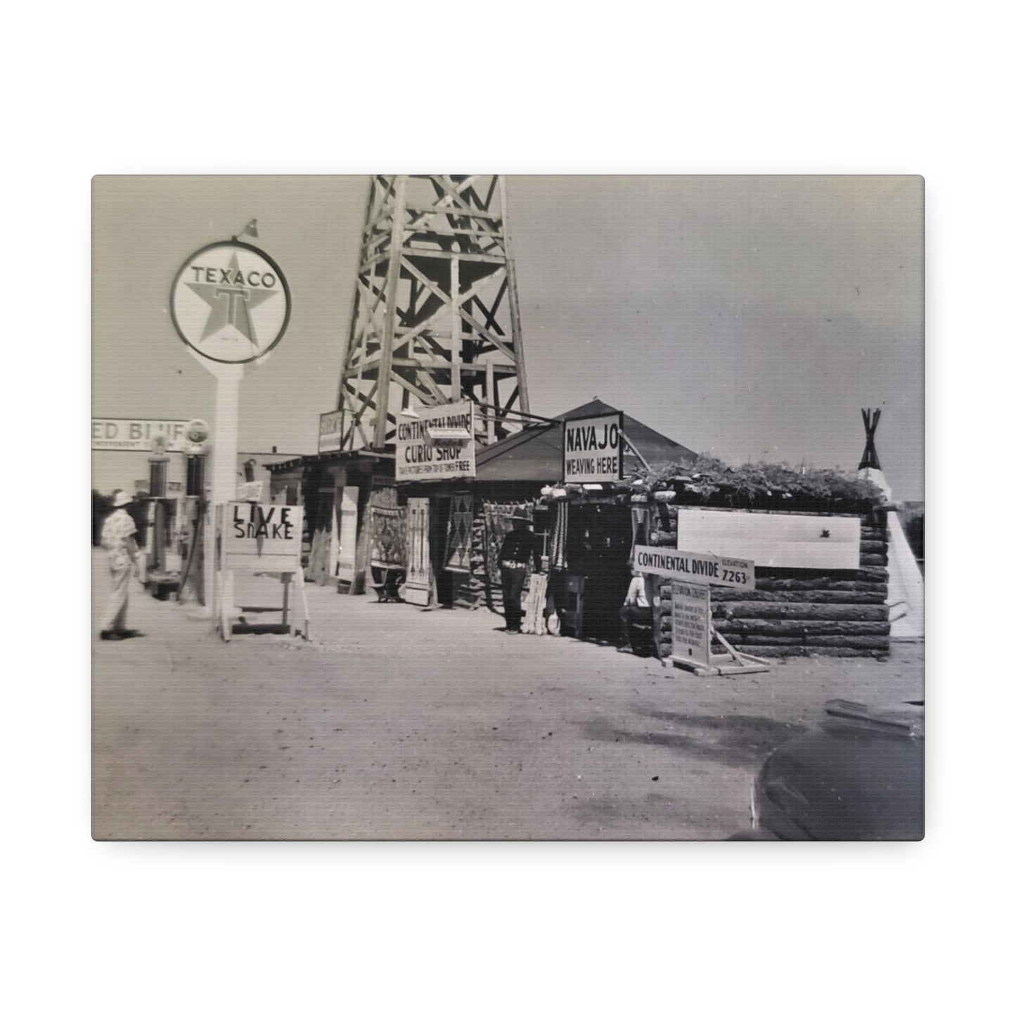 Texaco Station Continental Divide Stretched Canvas