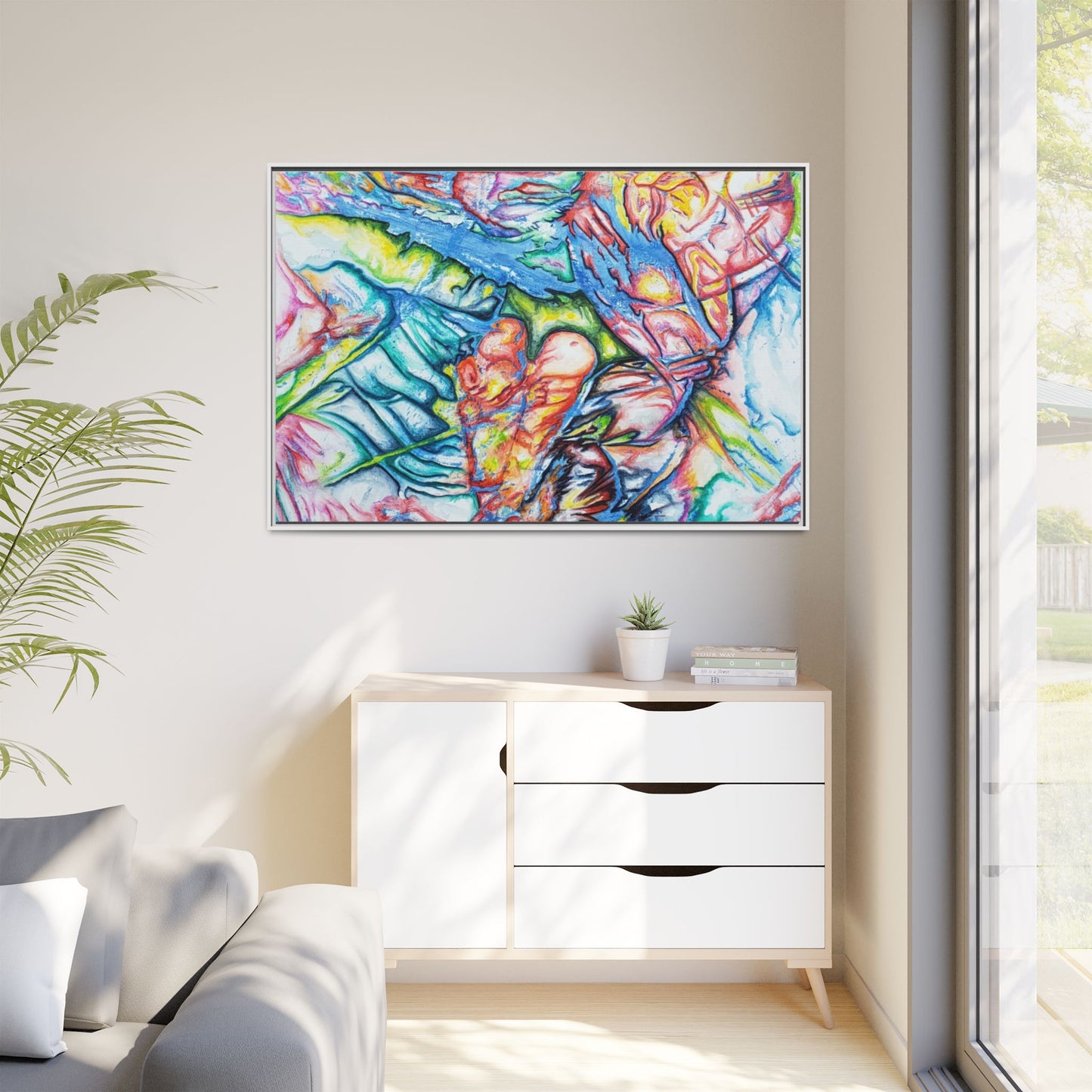 Multi-Color Abstract Framed Canvas Art Print - Kia Day Design