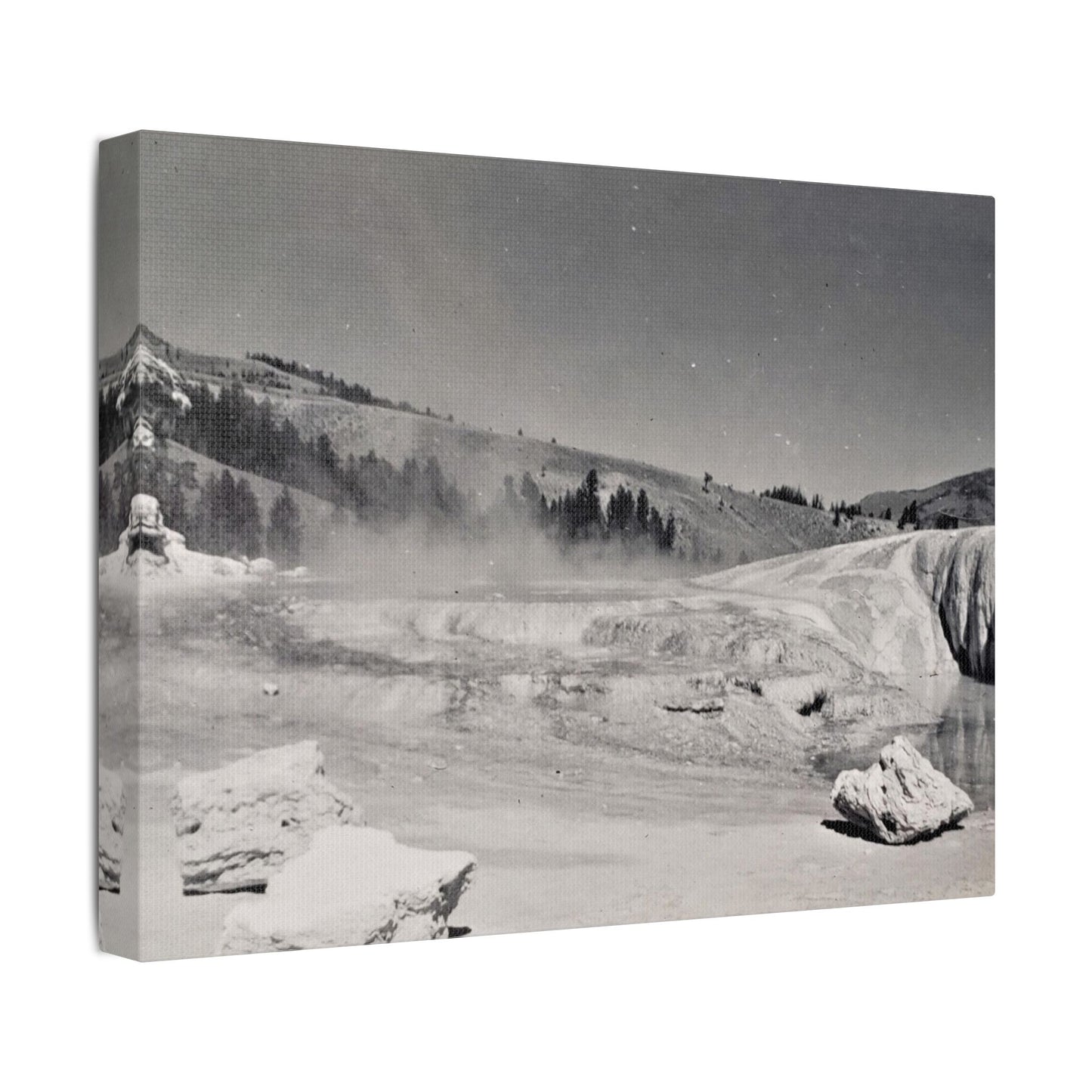 Mammoth Hot Springs Satin Canvas, Stretched