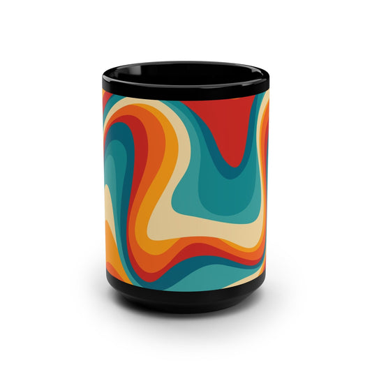 Colorful Retro Swirl Design 15oz Black Mug - Kia Day Design