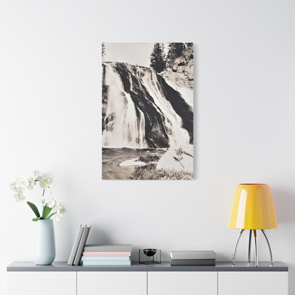 Gibbon Falls Yellowstone Satin Canvas Stretched 24″ x 36″ (Vertical) 1.5"