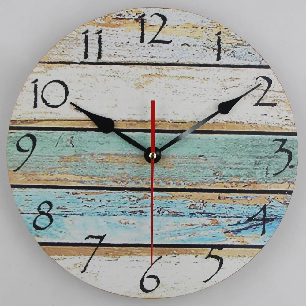 12 Inch MDF Wooden Clock Antique Clock and Creative Art  Home Decor Wall Clocks