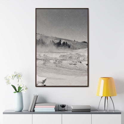 Mammoth Hot Springs Gallery Canvas Wraps Vertical Frame 32″ x 48″ Premium Gallery Wraps (1.25″) Walnut