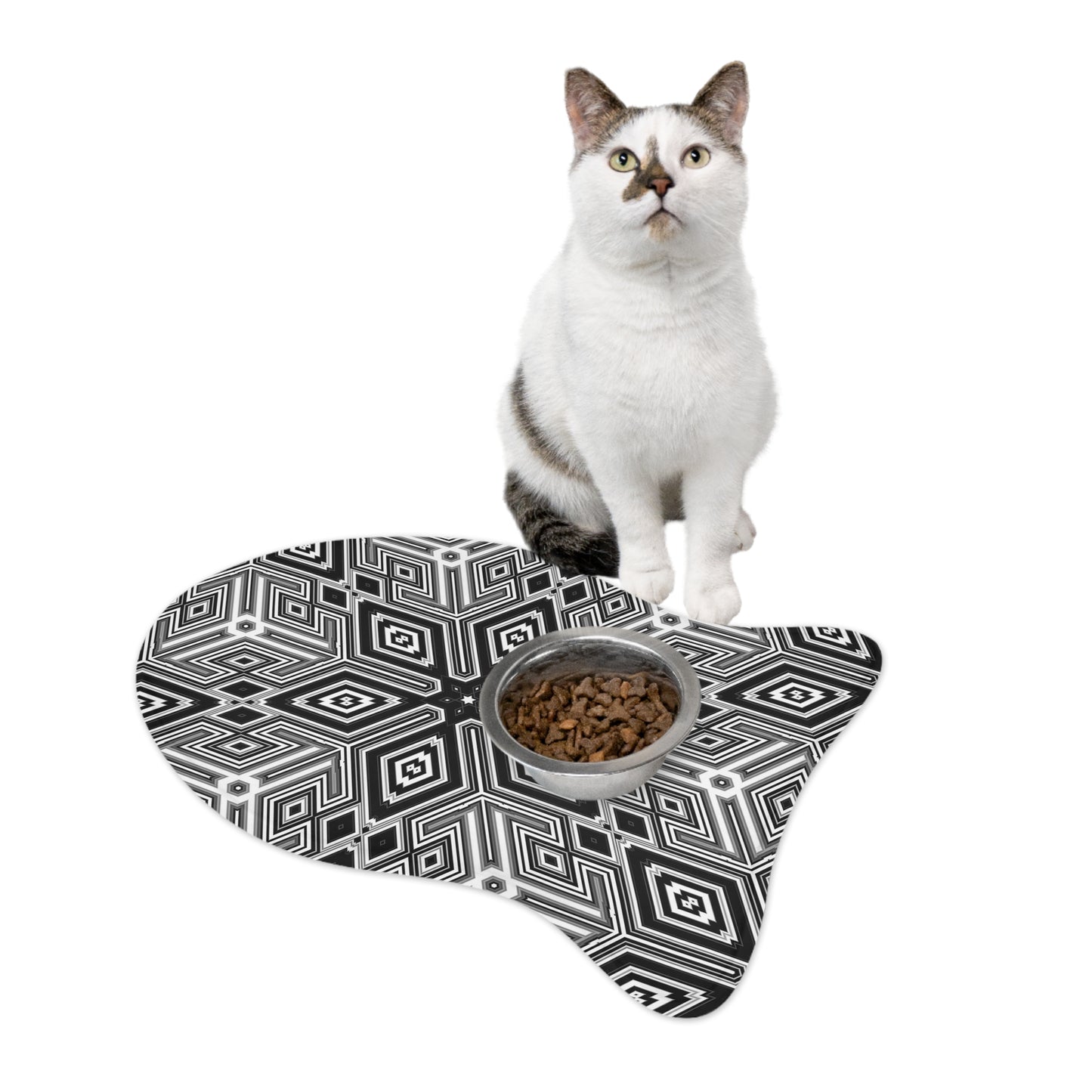 Black and White Diamond Pet Feeding Mats