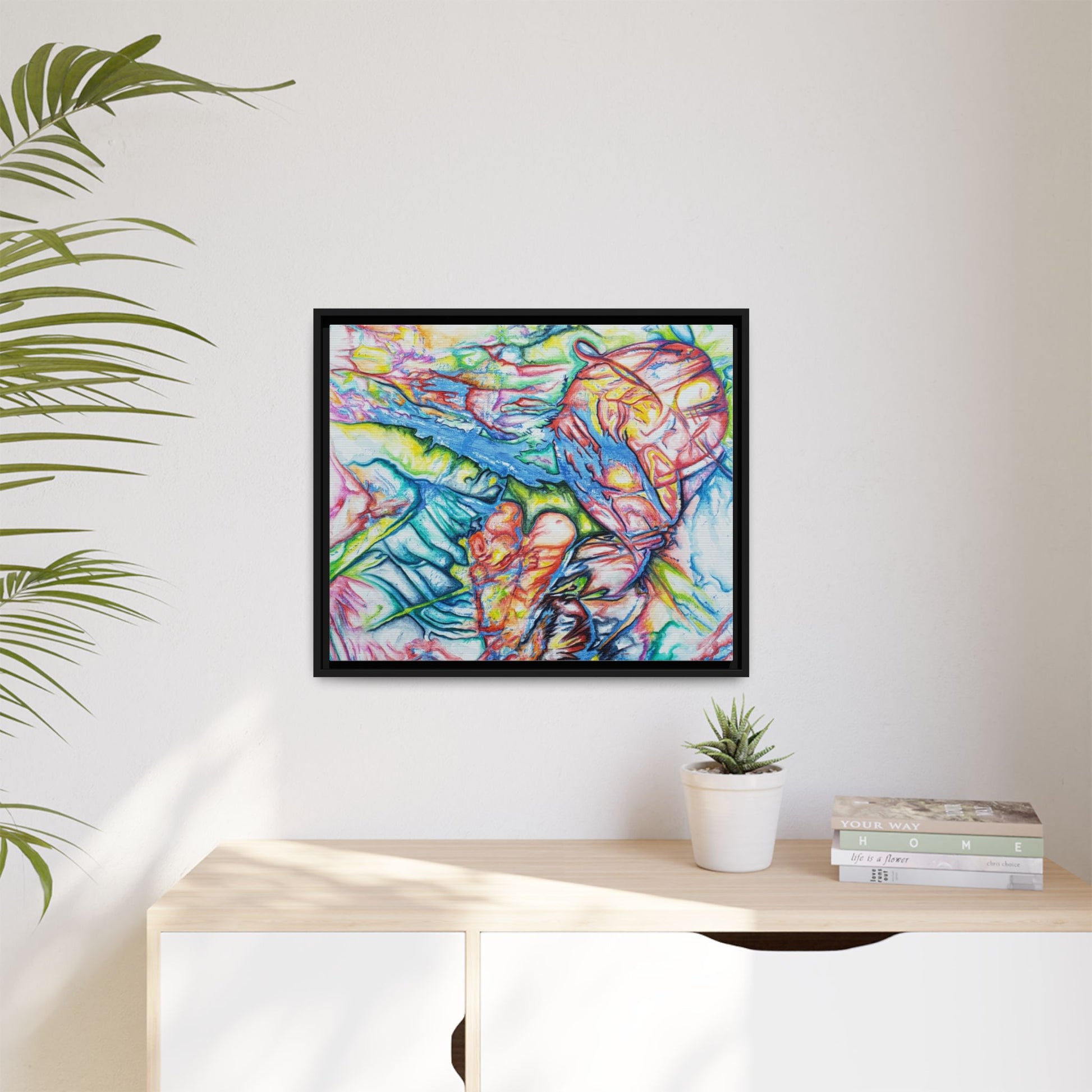 Multi-Color Abstract Framed Canvas Art Print - Kia Day Design