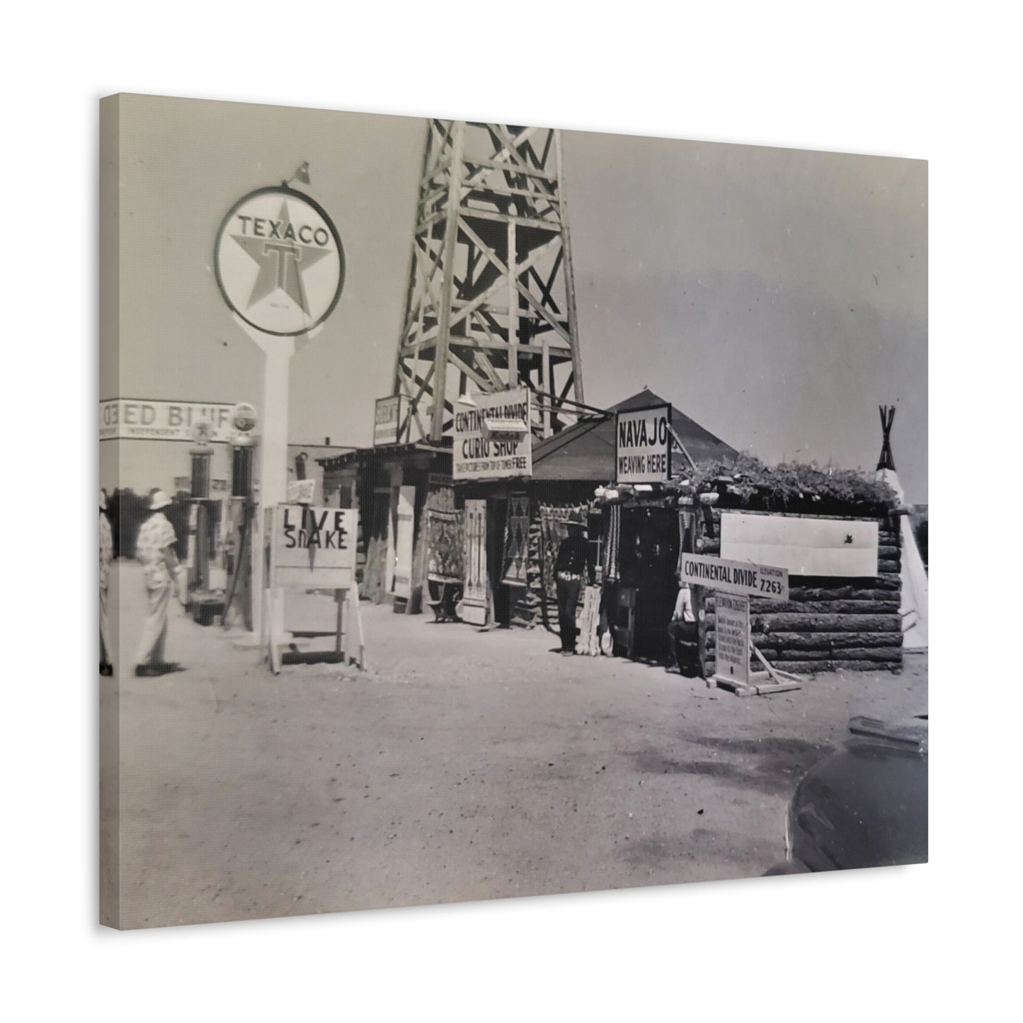 Texaco Station Continental Divide Stretched Canvas