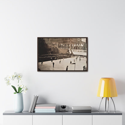 Rockefeller Plaza Easter 1945 Gallery Canvas Wraps Horizontal Frame 30″ x 20″ Walnut 1.25"