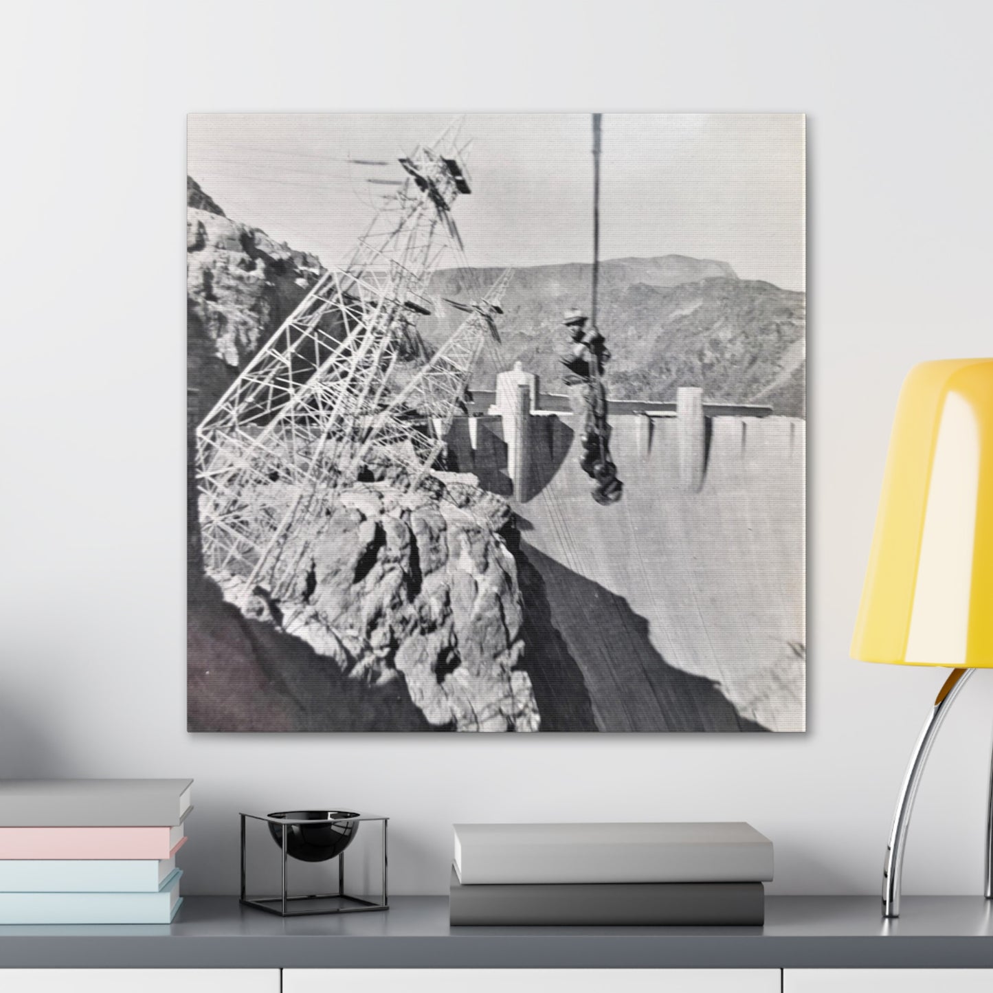 Suspended Boulder Dam Worker Canvas Gallery Wraps