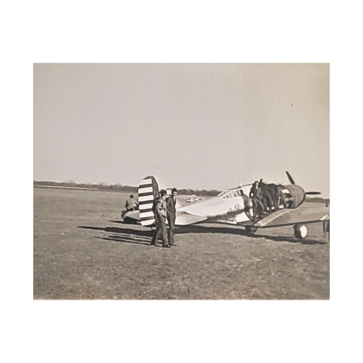 Army Pursuit Plane Ames Airport 1939 Satin Canvas, Stretched