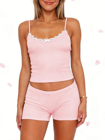 Contrast Trim Cami and Shorts Set- Shopimist- {{Product type}}