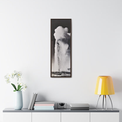 Old Faithful Geyser Yellowstone Gallery Canvas Wraps Vertical Frame 12″ x 36″ Premium Gallery Wraps (1.25″) Walnut