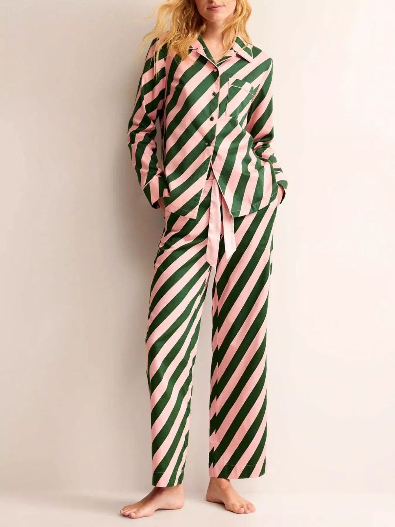 Striped Long Sleeve Shirt and Pants Lounge Set- Shopimist- {{Product type}}