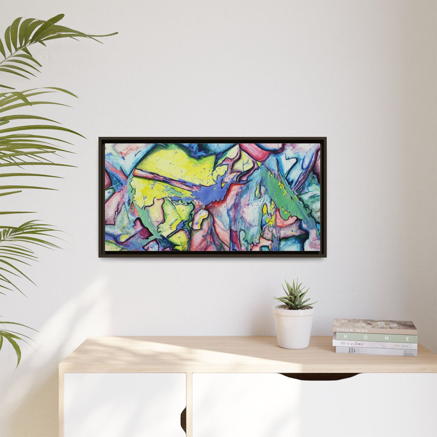 Alien Abstract Colorful Framed Canvas Art - Kia Day Design