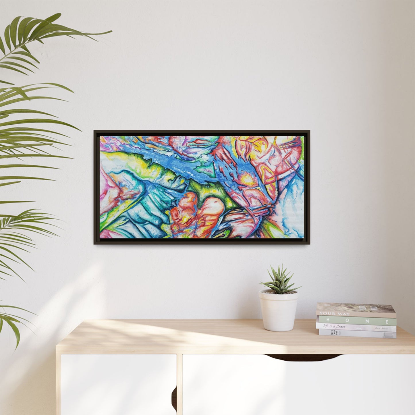 Multi-Color Abstract Framed Canvas Art Print - Kia Day Design