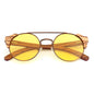 Bamboo Custom Retro Round Frame Sunglasses - Zebrawood interlayer-translucent yellow - sunglasses