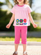 Children's Floral Top & Capri Pants Set - Fuchsia Pink -