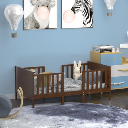 2-in-1 Convertible Kids Wooden Bedroom Furniture with Guardrails- DirectDeals- {{Product type}}