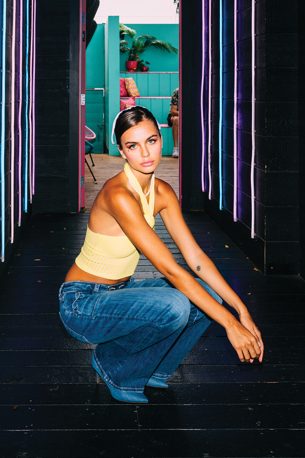Stretchy Bootcut Jeans - - Pants