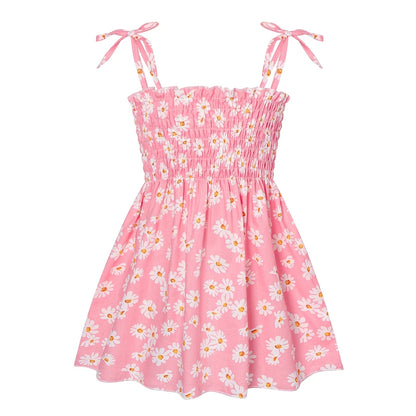 Girls Sleeveless Cotton Flower Print Sundress