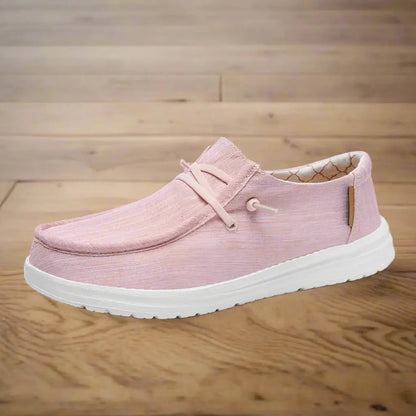 Retro Canvas Casual Moccasin Easy Wear Slip-On Loafer Shoes Pink