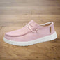 Retro Canvas Casual Moccasin Easy Wear Slip-On Loafer Shoes Pink