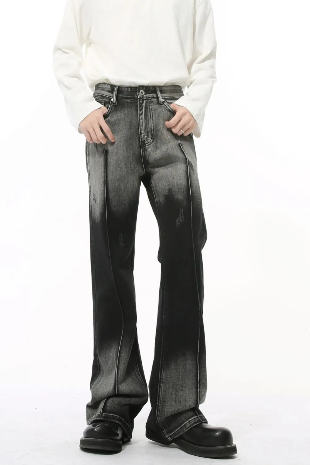 Pocketed High Waist Jeans - -