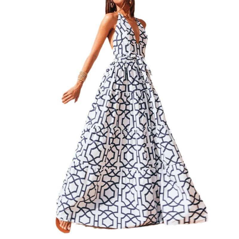 Chic Summer Loose Halter Dress - - dress