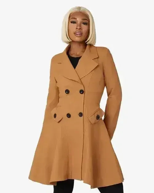 Spring/Summer Double Breasted Skater Coat (1102-SP) - Toffee - Jackets & Coats