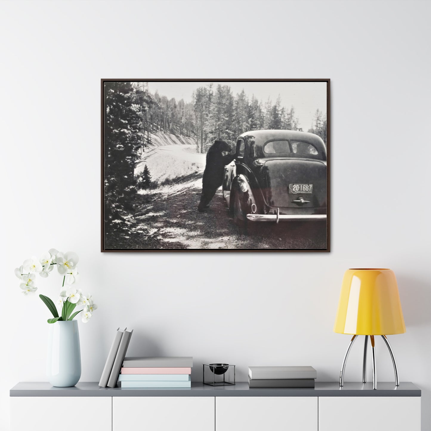 Yellowstone Bear Car Gallery Canvas Wraps, Horizontal Frame