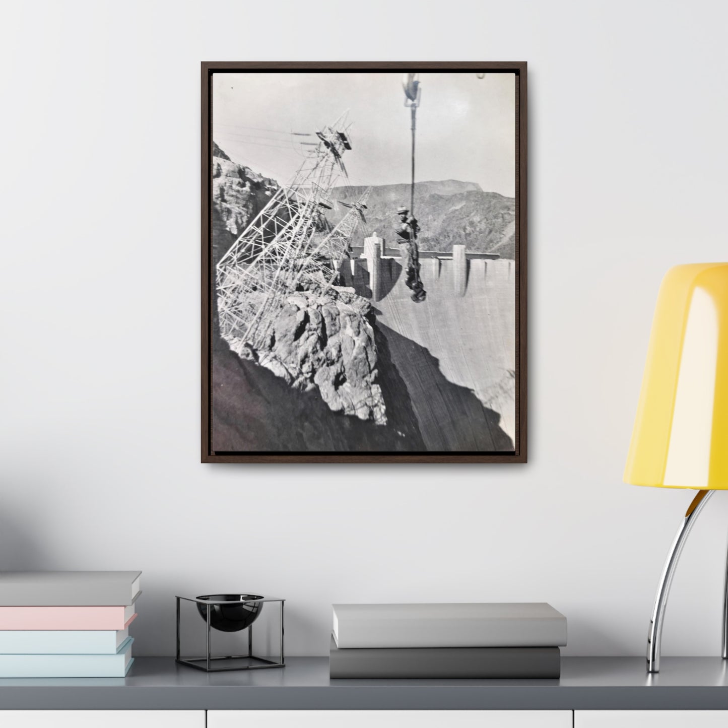 Suspended Boulder Dam Worker Gallery Canvas Wraps, Vertical Frame