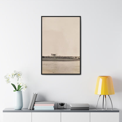 Plane Landing Omaha Airport 1939 Gallery Canvas Wraps, Vertical Frame 24″ x 36″ 1.25" Black