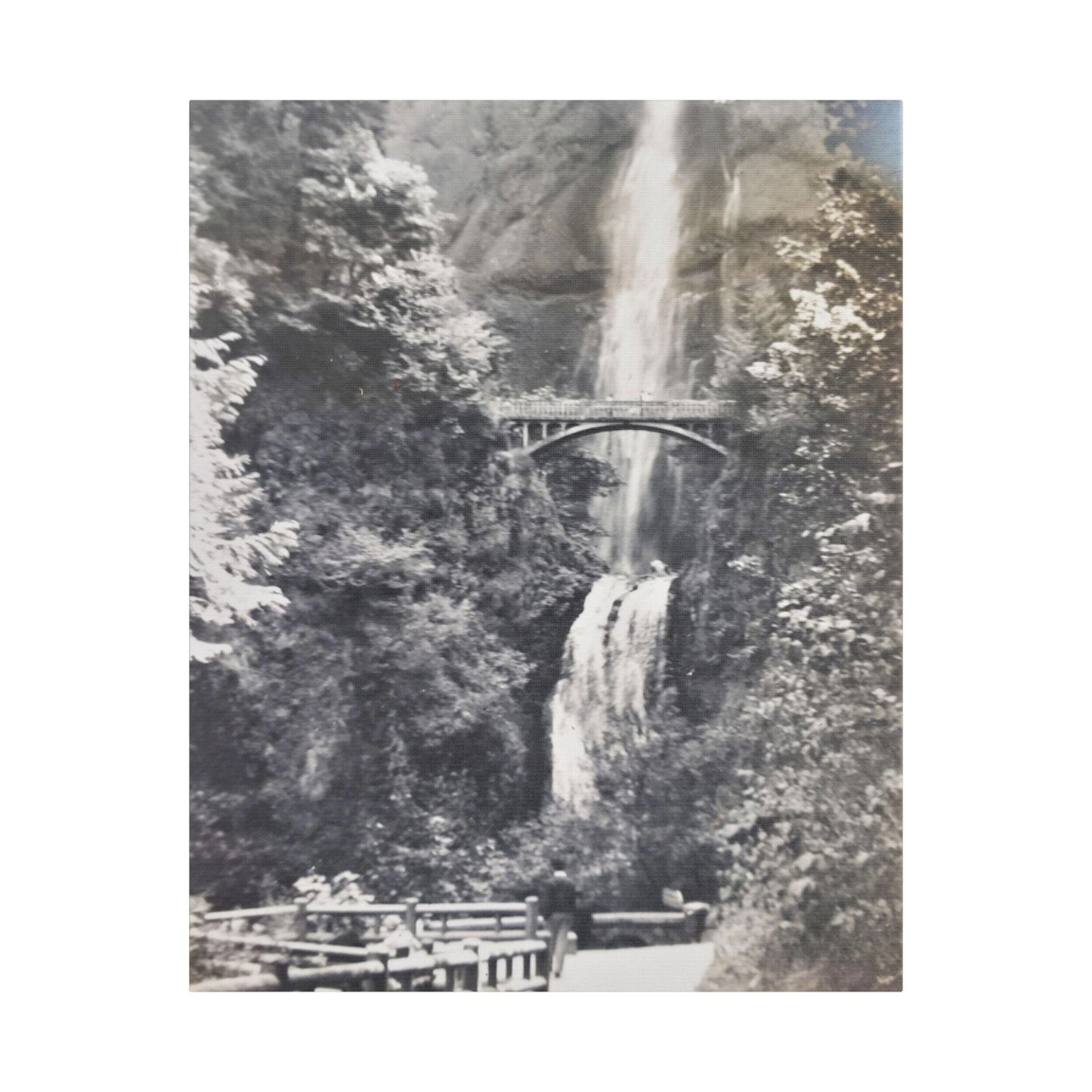 Multnomah Falls Oregon Satin Canvas, Stretched