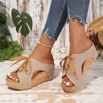 Lace Up Wedge Sandals