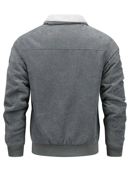 Men's Plus Size Corduroy Sherpa Lined Winter Coat - -