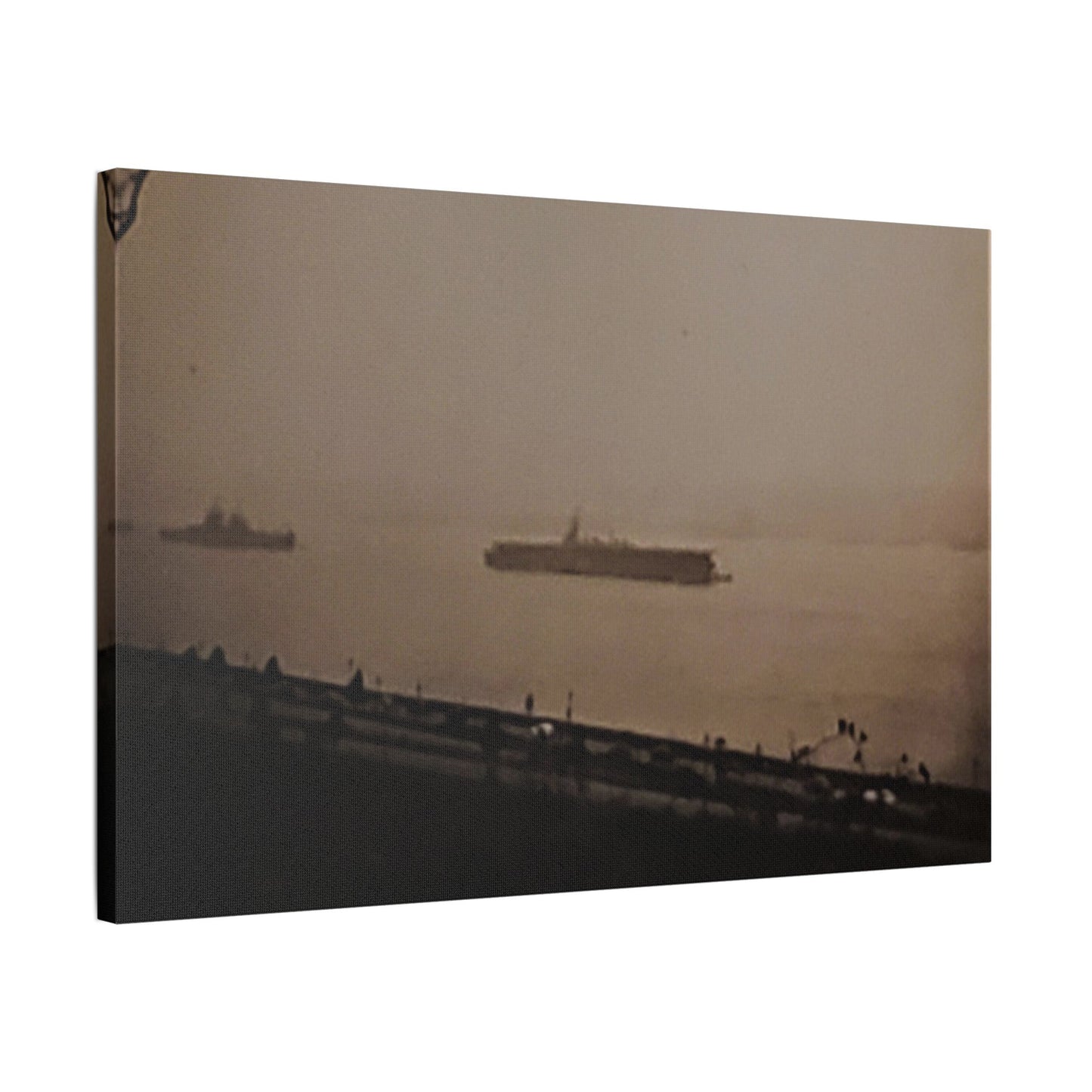 Navy Day New York October 27th 1945 War Ships Satin Canvas, Stretched