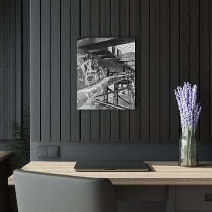 Black & White Urban Graffiti Acrylic Print — Industrial Alley Wall Art French Cleat - 16″ x 20″ (Vertical) 0.25'' - Home Decor