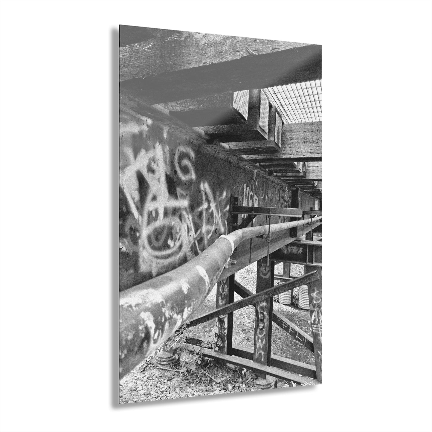 Black & White Urban Graffiti Acrylic Print — Industrial Alley Wall Art French Cleat - - Home Decor