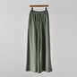 Spring Summer Cotton Linen Women Artistic Stone Washed Women Yoga Pants Linen Casual Wide Leg Pants - blackish green -