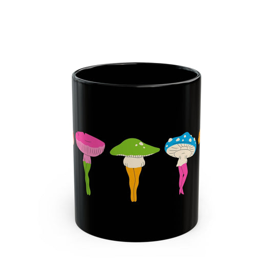 Whimsical Mushroom Black Mug 11oz & 15oz - Kia Day Design