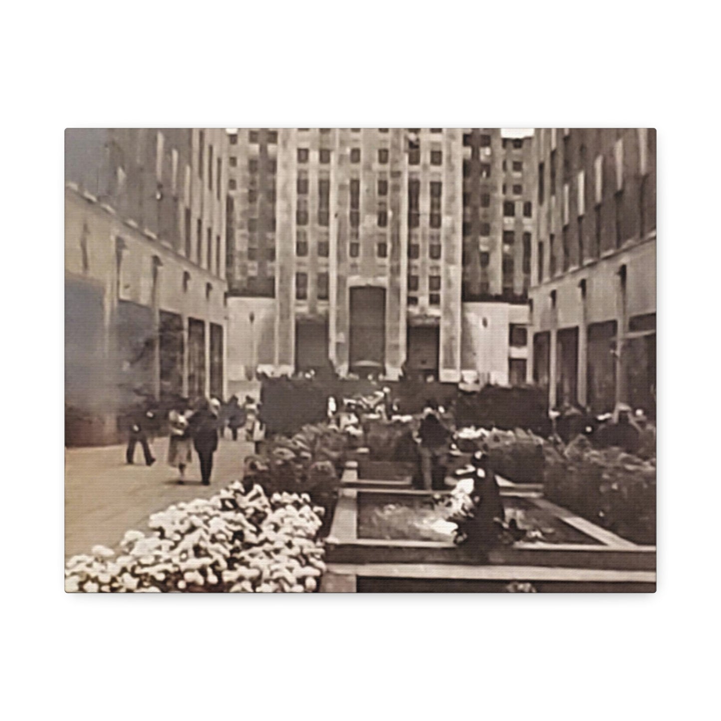 Rockefeller Plaza Stretched Canvas