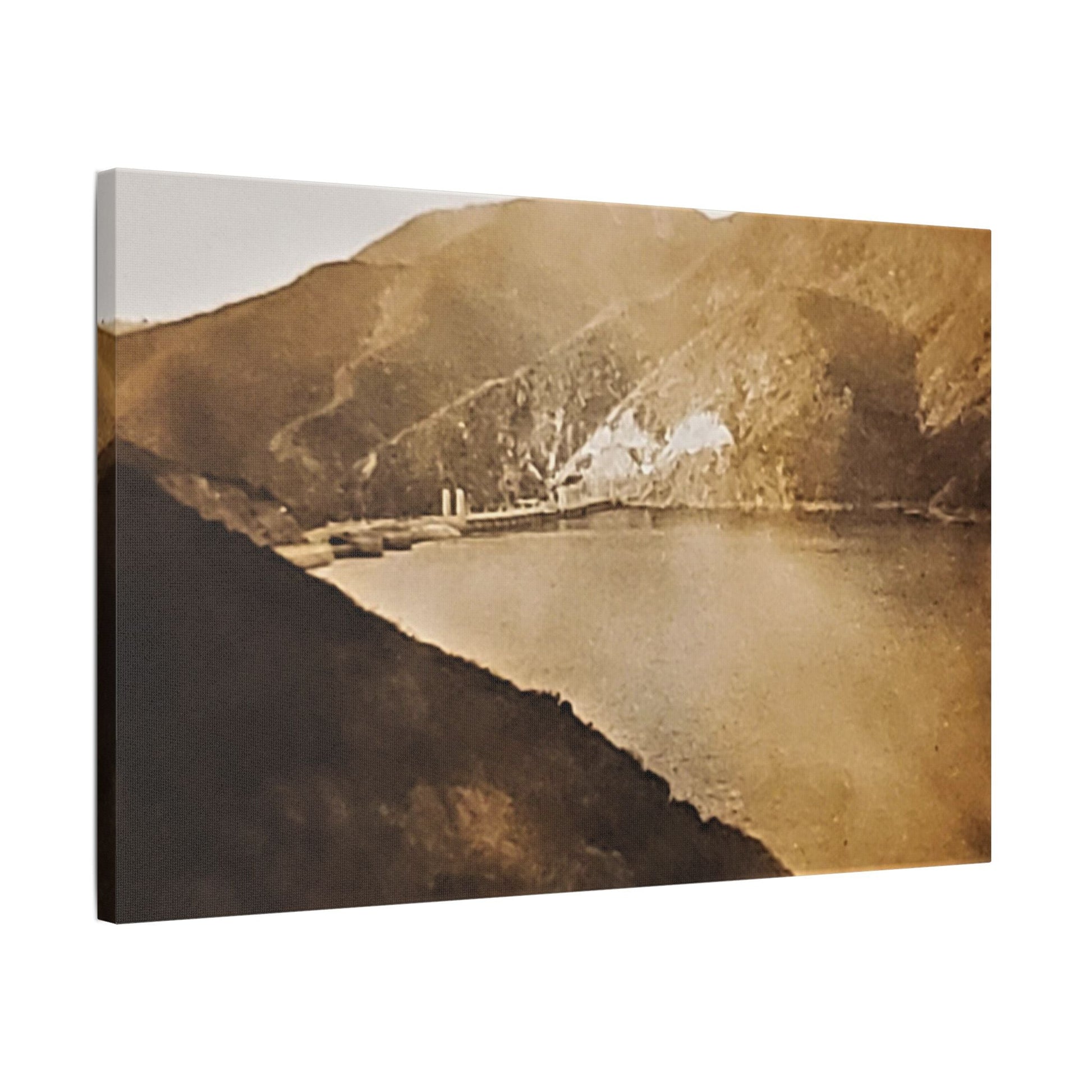 Morris Dam Lake Satin Canvas Stretched