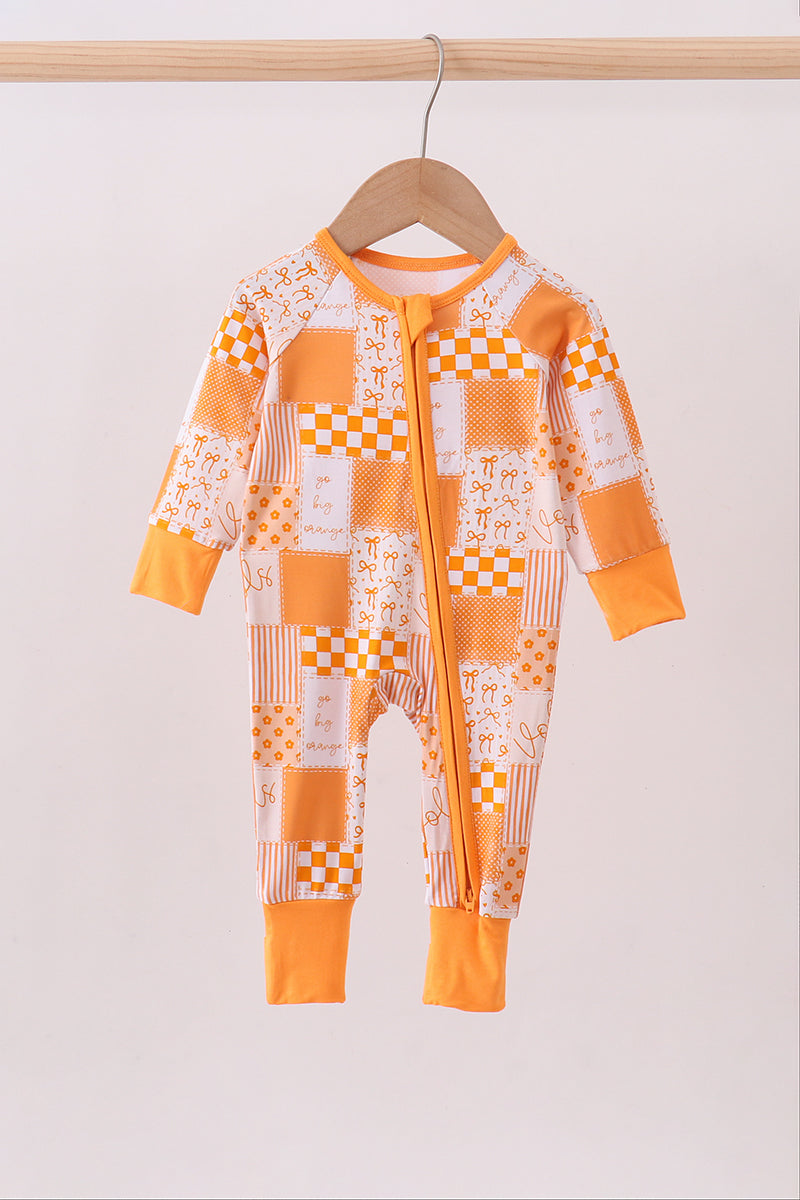 Tennessee floral checkered long sleeve bamboo romper - - baby