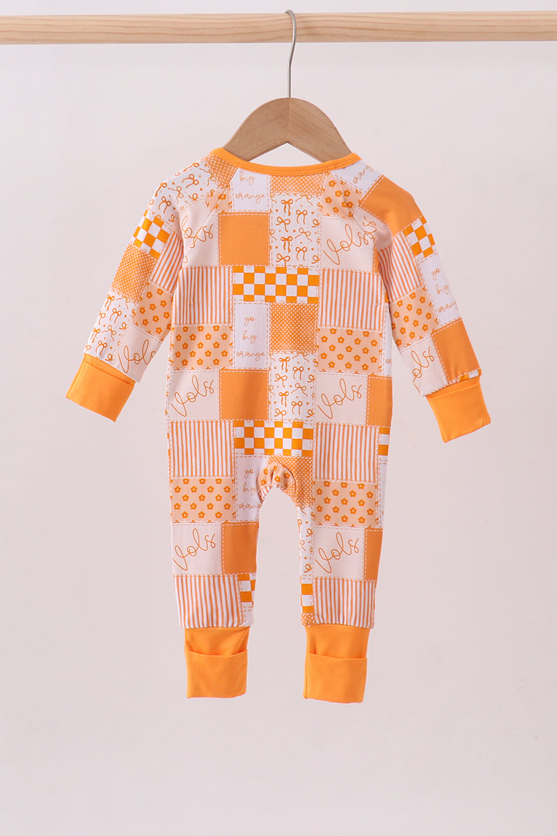 Tennessee floral checkered long sleeve bamboo romper - - baby