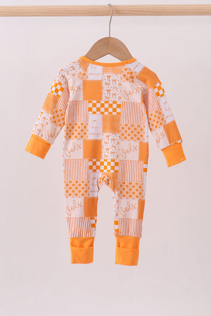 Tennessee floral checkered long sleeve bamboo romper - - baby