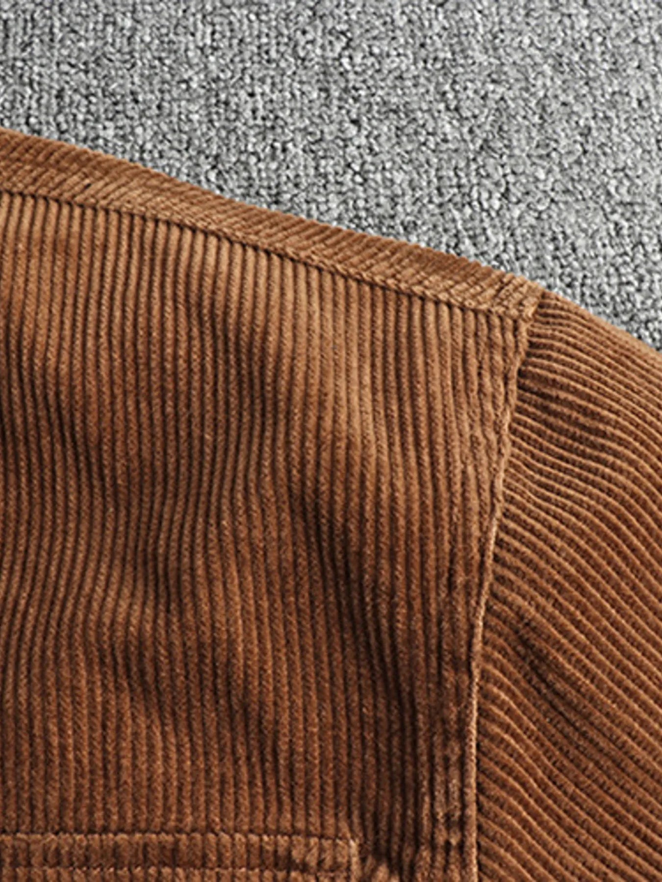 Men's Plus Size Corduroy Button Up Long Sleeve Jacket - -